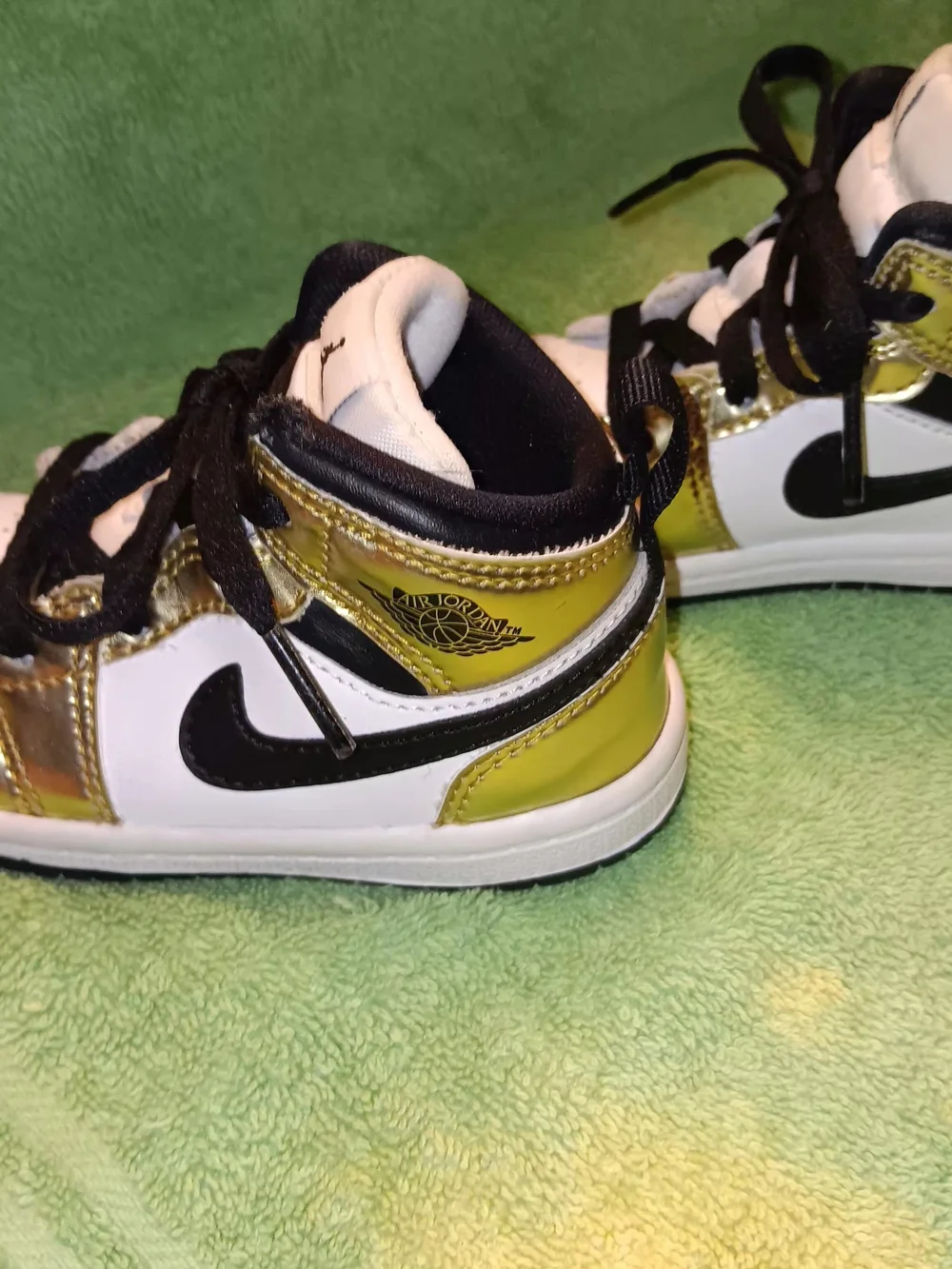 Nike Air Jordan's Sz. 7C (TD) White and Gold Mid-Top Sneakers